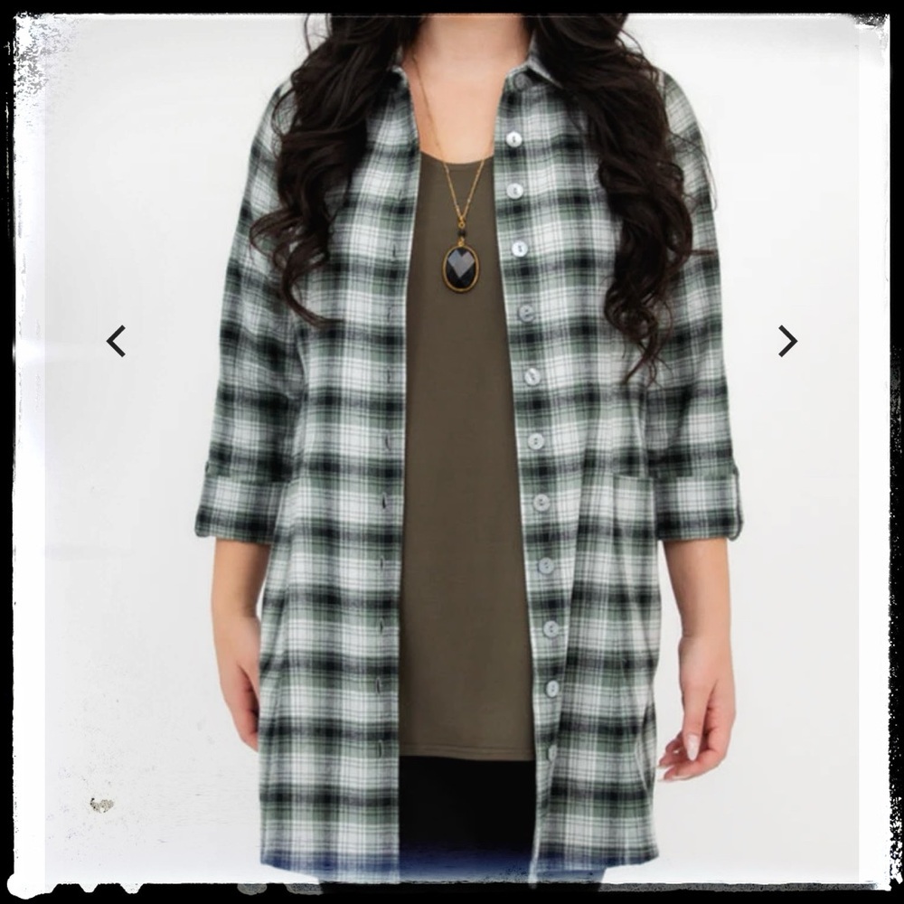 🇨🇦BLUE SKY Flannel Plaid tunic